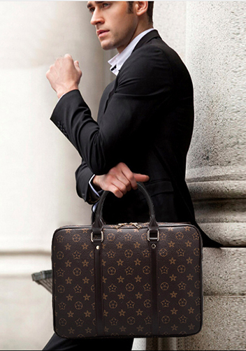 Louisa Flower Vegan Laptop Briefcase Brown