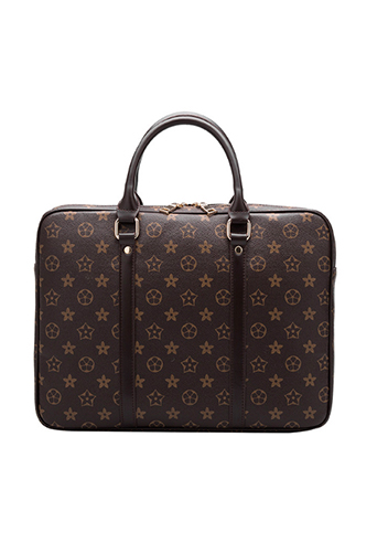 Louisa Flower Vegan Laptop Briefcase Brown