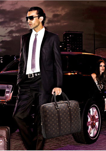 Louisa Flower Vegan Laptop Briefcase Brown