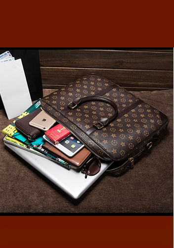 Louisa Flower Vegan Laptop Briefcase Brown