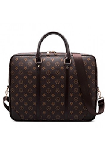 Louisa Flower Vegan Laptop Briefcase Brown