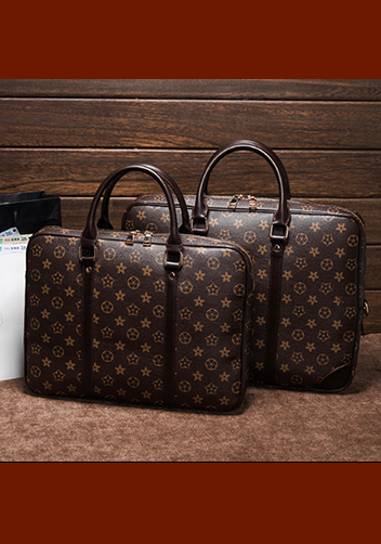 Louisa Flower Vegan Laptop Briefcase Brown