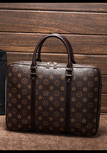 Louisa Flower Vegan Laptop Briefcase Brown