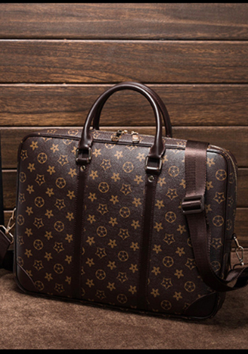Louisa Flower Vegan Laptop Briefcase Brown