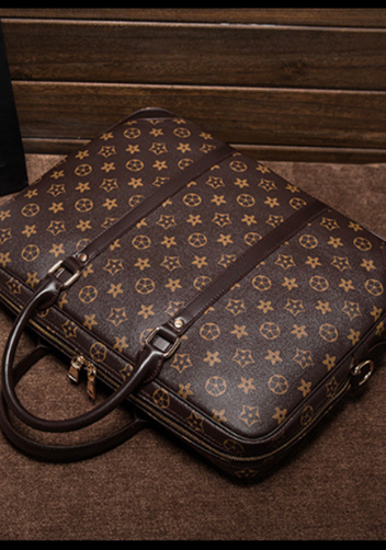 Louisa Flower Vegan Laptop Briefcase Brown