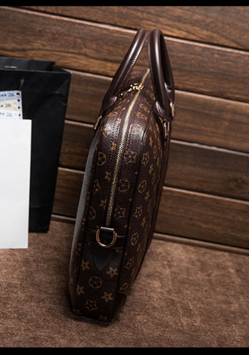 Louisa Flower Vegan Laptop Briefcase Brown