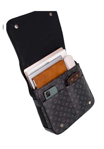 Louisa Flower Vegan Messager Bag Black