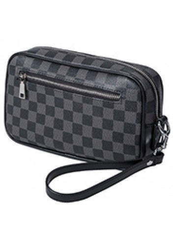 Louisa Checked Vegan Leather Pochette Black