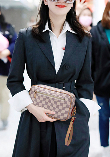 Louisa Checked Vegan Leather Pochette Cream