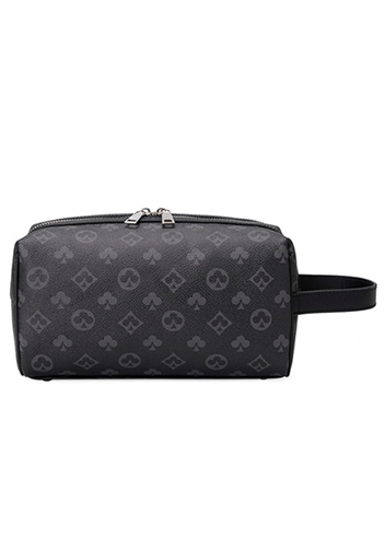 Louisa Flower Vegan Leather Cosmetic Pouch Black
