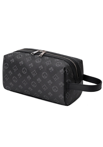 Louisa Flower Vegan Leather Cosmetic Pouch Black