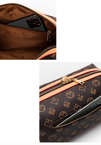 Louisa Flower Vegan Leather Cosmetic Pouch Brown