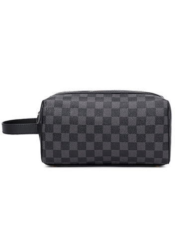 Louisa Checked Vegan Leather Wearable Wallet Black