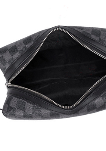 Louisa Checked Vegan Leather Wearable Wallet Black