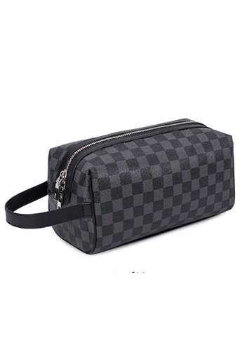 Louisa Checked Vegan Leather Wearable Wallet Black