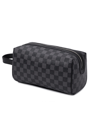 Louisa Checked Vegan Leather Wearable Wallet Black