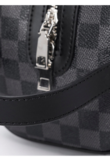Louisa Checked Vegan Leather Wearable Wallet Black