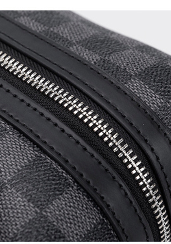 Louisa Checked Vegan Leather Wearable Wallet Black