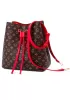 Louisa Flower Vegan Leather Bucket Bag Red