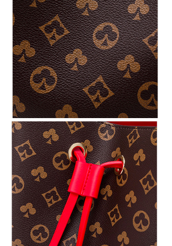 Louisa Flower Vegan Leather Bucket Bag Red