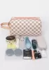 Louisa Checked Vegan Leather Cosmetic Pouch Cream