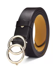 DOUBLE GOLD CIRCLE BUCKLE BELT CHOCO