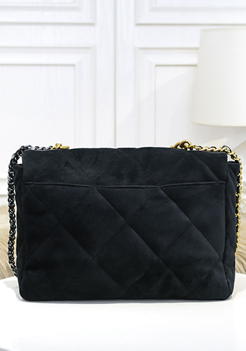Adele Flap Large Velvet Bag Black