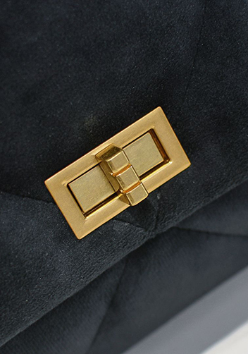 Adele Flap Large Velvet Bag Black