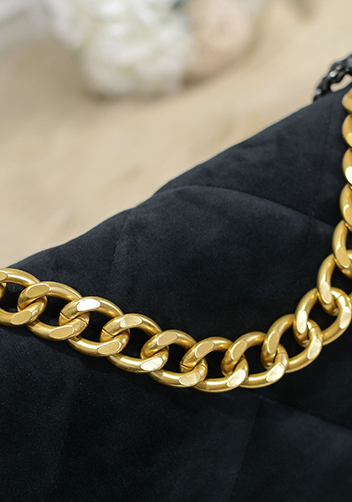 Adele Flap Large Velvet Bag Black