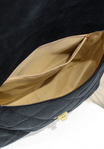 Adele Flap Large Velvet Bag Black