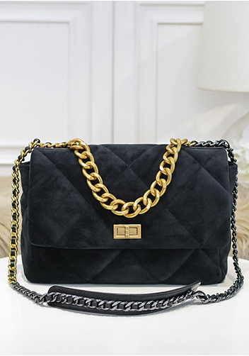 Adele Flap Medium Velvet Bag Black