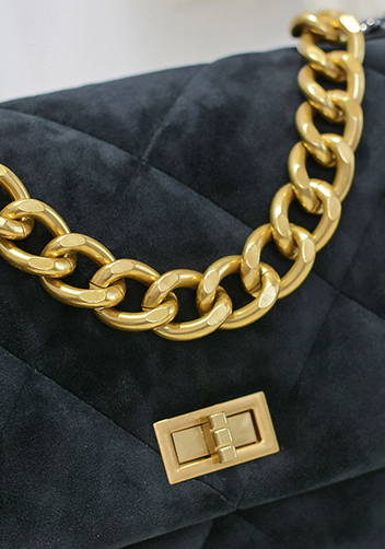 Adele Flap Medium Velvet Bag Black