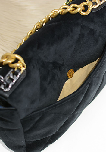 Adele Flap Medium Velvet Bag Black