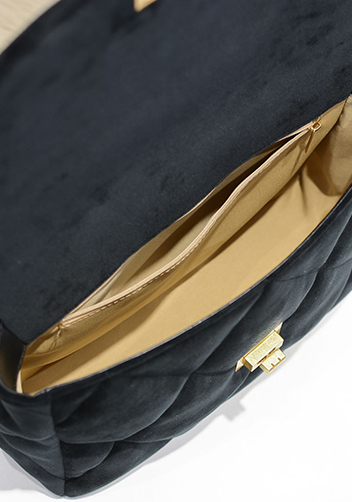 Adele Flap Medium Velvet Bag Black