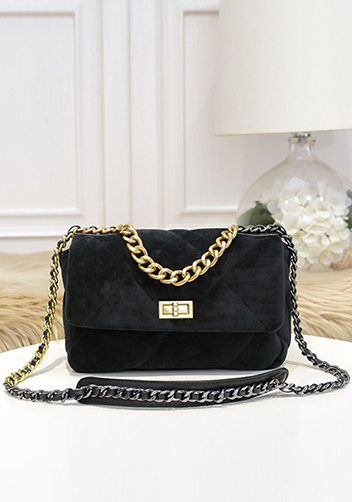 Adele Flap Small Velvet Bag Black