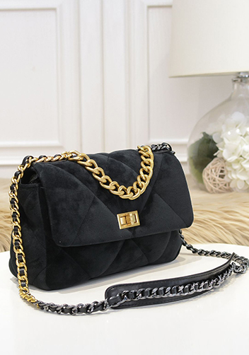 Adele Flap Small Velvet Bag Black