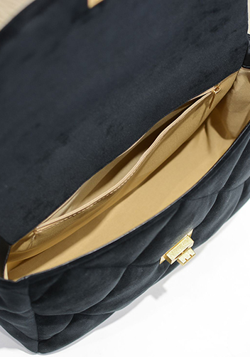 Adele Flap Small Velvet Bag Black