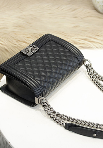 Ingrid Litchi Leather Flap Black