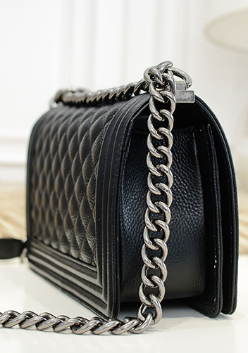 Ingrid Litchi Leather Flap Black
