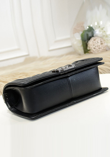 Ingrid Litchi Leather Flap Black