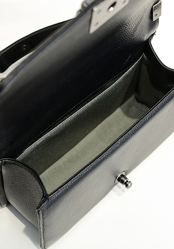 Ingrid Litchi Leather Flap Black