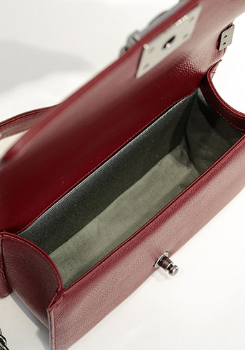 Ingrid Litchi Leather Flap Burgundy