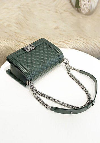 Ingrid Litchi Leather Flap Green