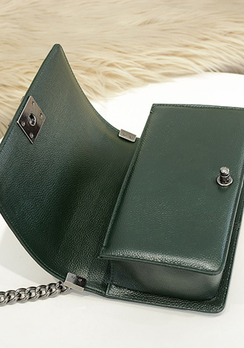 Ingrid Litchi Leather Flap Green
