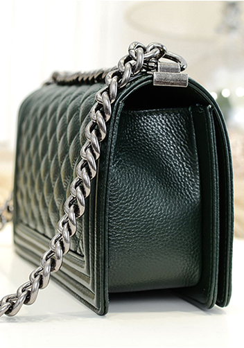 Ingrid Litchi Leather Flap Green