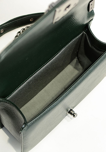 Ingrid Litchi Leather Flap Green
