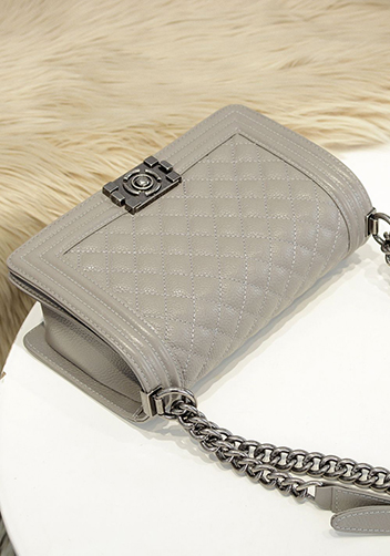 Ingrid Litchi Leather Flap Grey