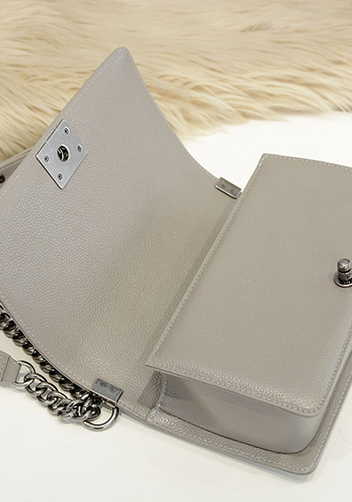 Ingrid Litchi Leather Flap Grey