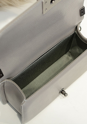 Ingrid Litchi Leather Flap Grey