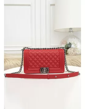 Ingrid Litchi Leather Flap Red